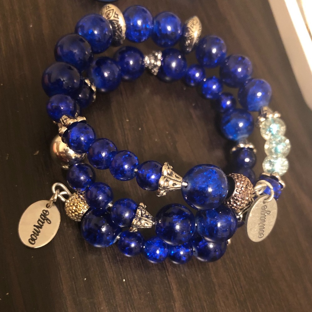 Courage Royal Blue Memory Wire Bracelet
